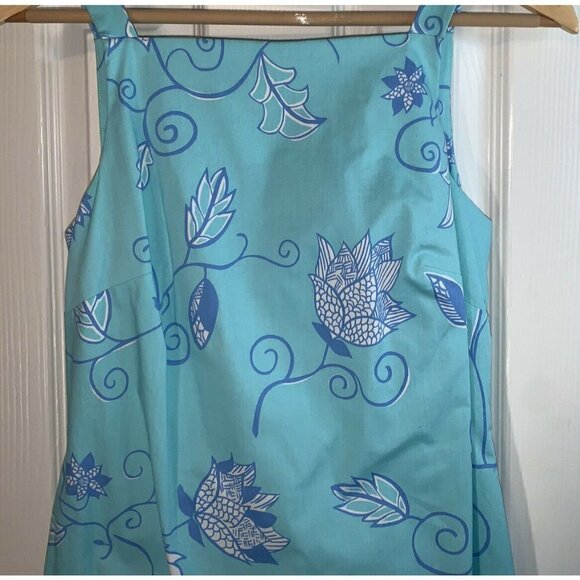 TIBI Vintage Blue Floral Pattern Sleeveless Spring Casual Shift Dress Size 4 - Picture 3 of 8